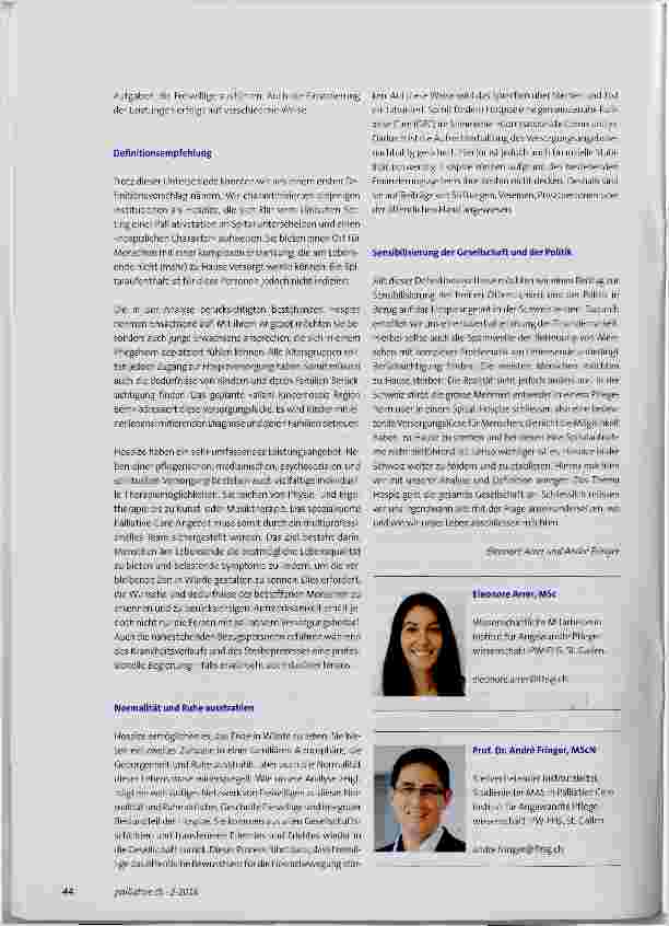 Vorschauseite 2: Hospize als Ausdruck einer «Compassionate Community»