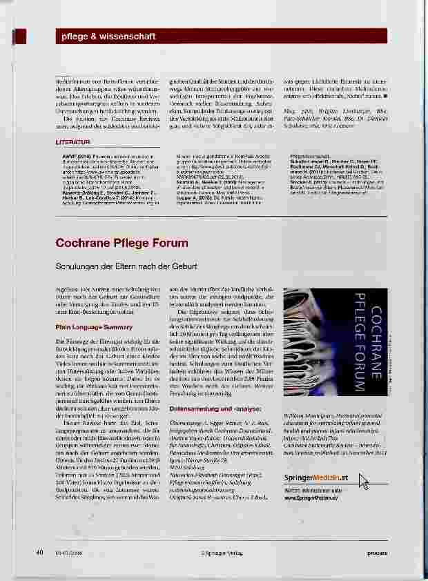 Vorschauseite 3: Cochrane Pflege Forum Einfache Verhaltensinterventionen bei Kindern mit nächtlicher Enuresis