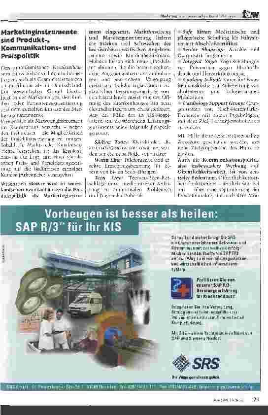 Vorschauseite 3: Marketing in amerikanischen Krankenhäusern Vor-Ort-Eindrücke und deren Übertragbarkeit auf deutsche Krankenhäsuer