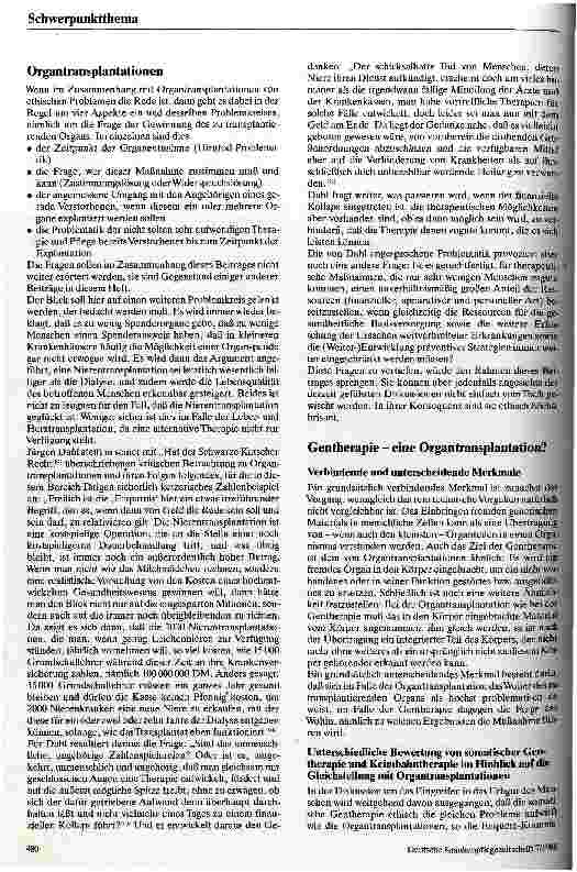 Vorschauseite 3: Gentherapie und Organtransplantation Ethische Überlegungen