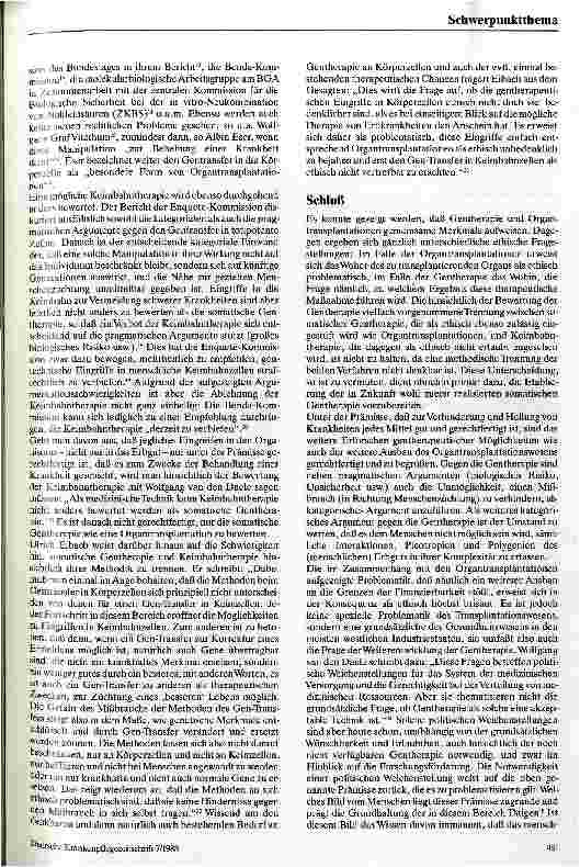 Vorschauseite 4: Gentherapie und Organtransplantation Ethische Überlegungen