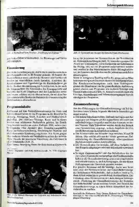 Vorschauseite 3: Die gesunde Gemeinde; Das Gesundheitsvorsorgeprojekt der Sozialstation Wilhelmshilfe in Göppingen-Ursenwang