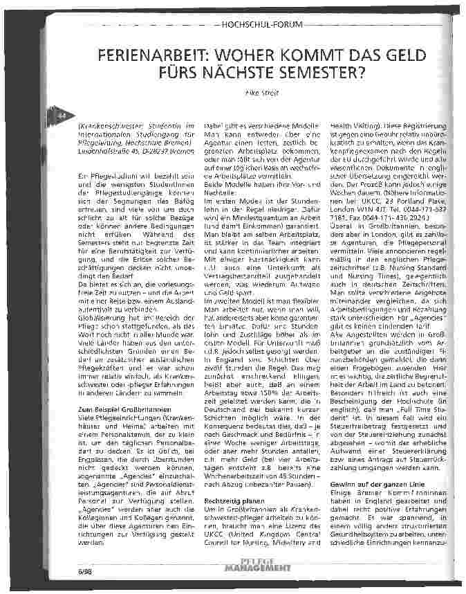 Vorschauseite 1: Ferienarbeit: Woher kommt das Geld fürs nächste Semester