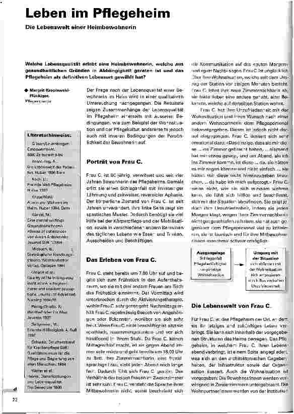 Vorschauseite 1: Leben im Pflegeheim Die Lebenswelt einer Heimbewohnerin