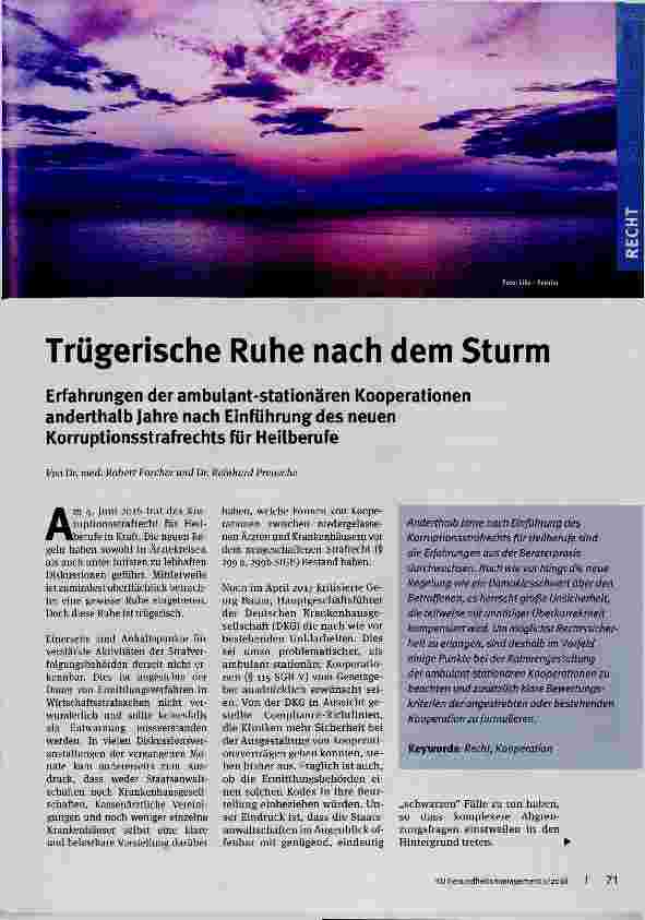 Vorschauseite 1: Trügerische Ruhe nach dem Sturm