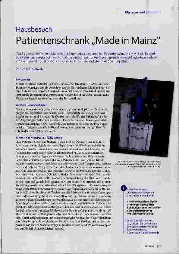 Vorschauseite 1: Hausbesuch Patientenschrank „Made in Mainz