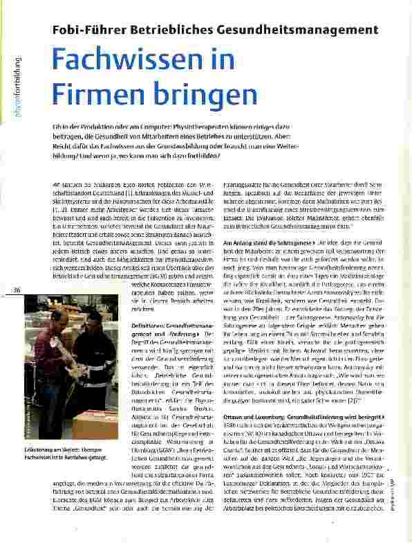 Vorschauseite 1: Fobi-Führer Betriebliches Gesundheitsmanagement Fachwissen in Firmen bringen