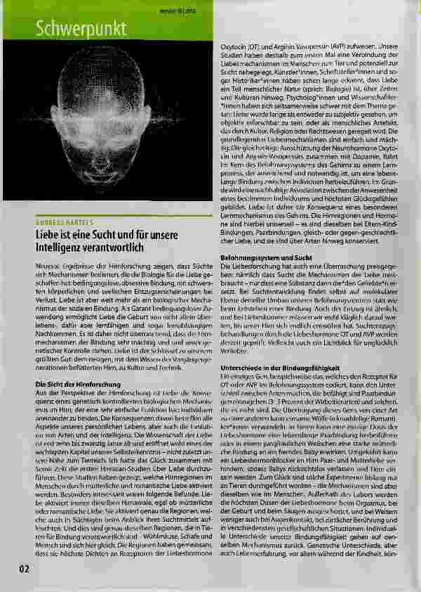 Vorschauseite 1: Liebe ist eine Sucht und für unsere Intelligenz verantwortlich