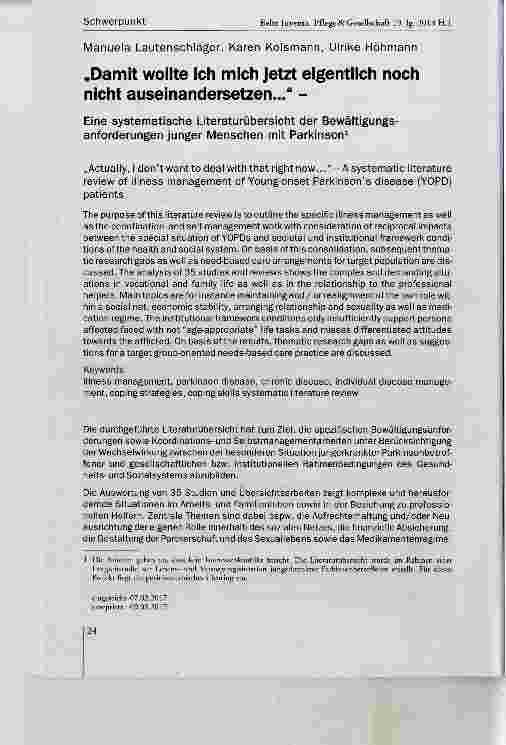 Vorschauseite 1: „Damit wollte ich mich Jetzt eigentlich noch nicht auseinandersetzen. ..