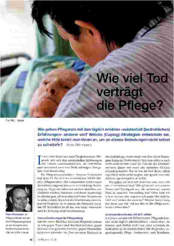 Vorschauseite 1: Wie viel Tod verträgt die Pflege?