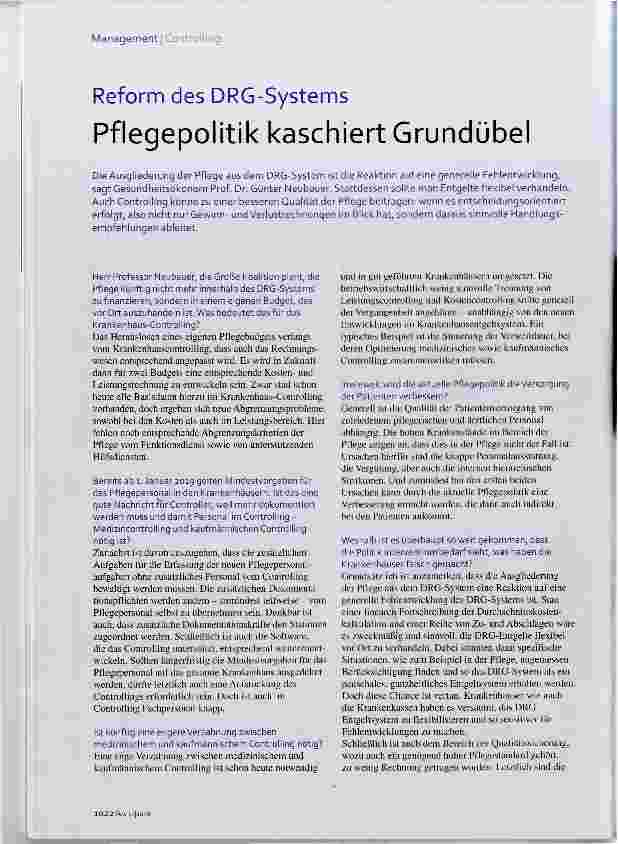 Vorschauseite 1: Pflegepolitik kaschiert Grundübel