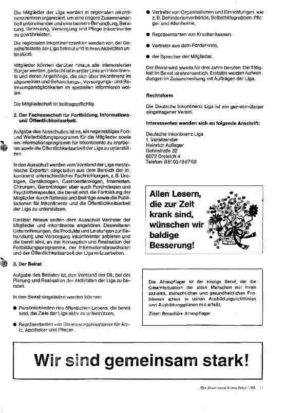 Vorschauseite 2: Inkontinenz - ein großes Problem und die Suche nach Lösungen