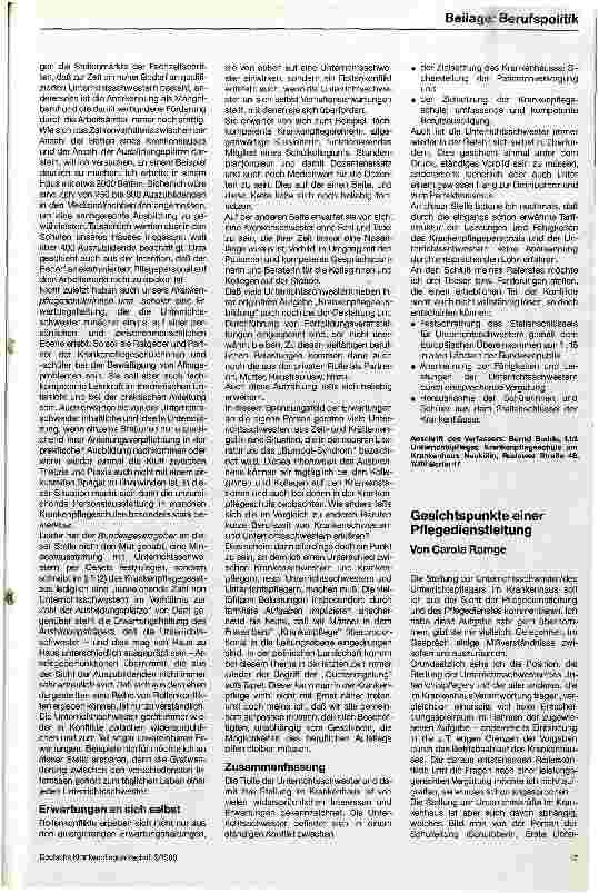 Vorschauseite 1: Gesichtspunkte einer Pflegedienstleitung