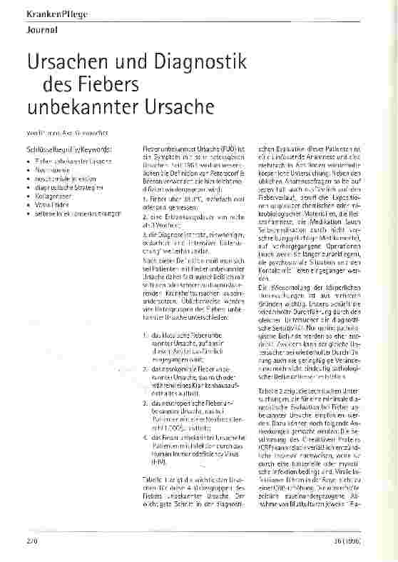 Vorschauseite 1: Ursachen und Diagnostik des Fiebers unbekannter Ursache
