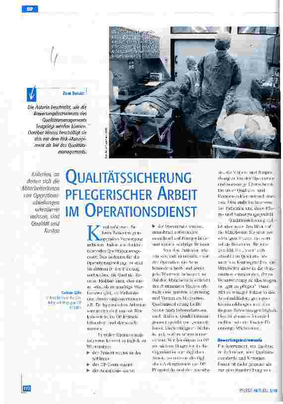 Vorschauseite 1: Qualitätssicherung pflegerischer Arbeit im Operationsdienst
