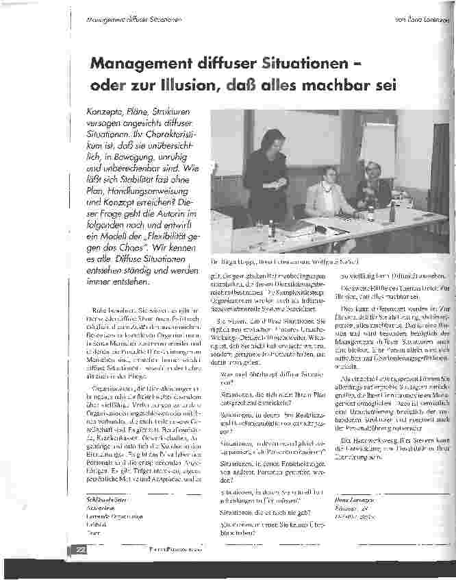 Vorschauseite 1: Management diffuser Situationen - oder zu Illusionen, daß alles machbar sei