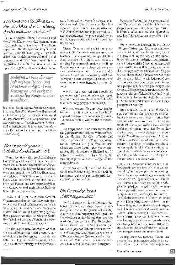 Vorschauseite 2: Management diffuser Situationen - oder zu Illusionen, daß alles machbar sei