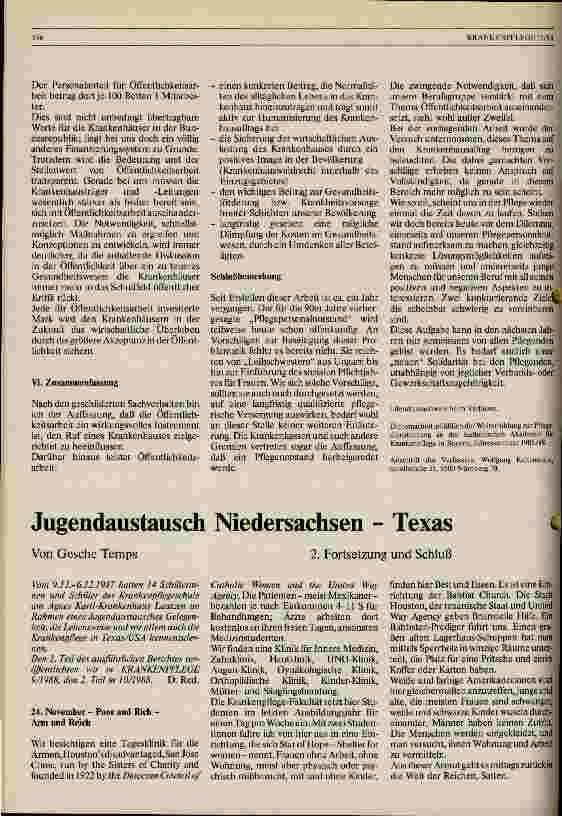 Vorschauseite 1: Jugendaustausch Niedersachsen - Texas 2. Fortsetzung und Schluß