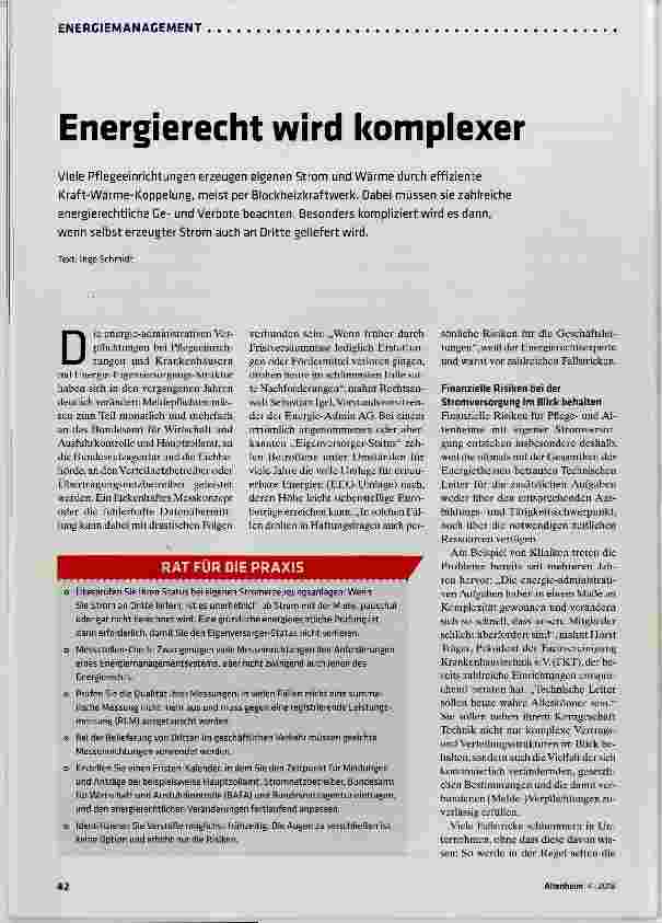 Vorschauseite 1: Energierecht wird komplexer