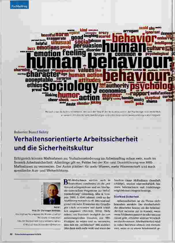 Vorschauseite 1: Verhaltensorientierte Ärbeitssicherheit und die Sicherheitskultur