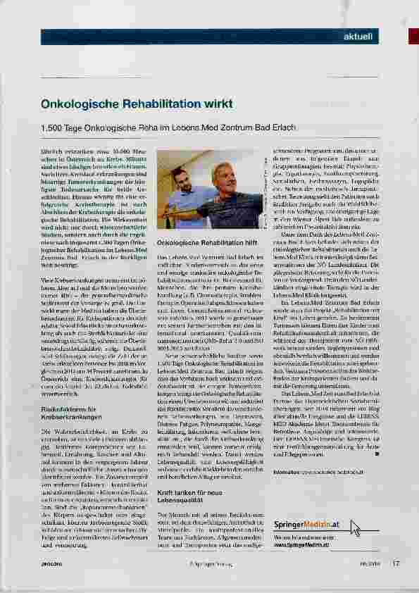 Vorschauseite 1: Onkologische Rehabilitation wirkt