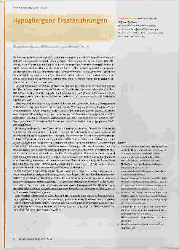 Vorschauseite 1: Hypoallergene Ersatznahrungen