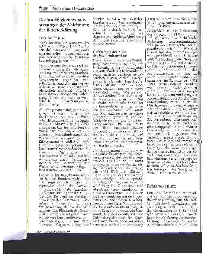 Vorschauseite 3: Krankenhauspflege durch das Vertragskrankenhaus Die Diskussion um den Paragraphen 371 RVO
