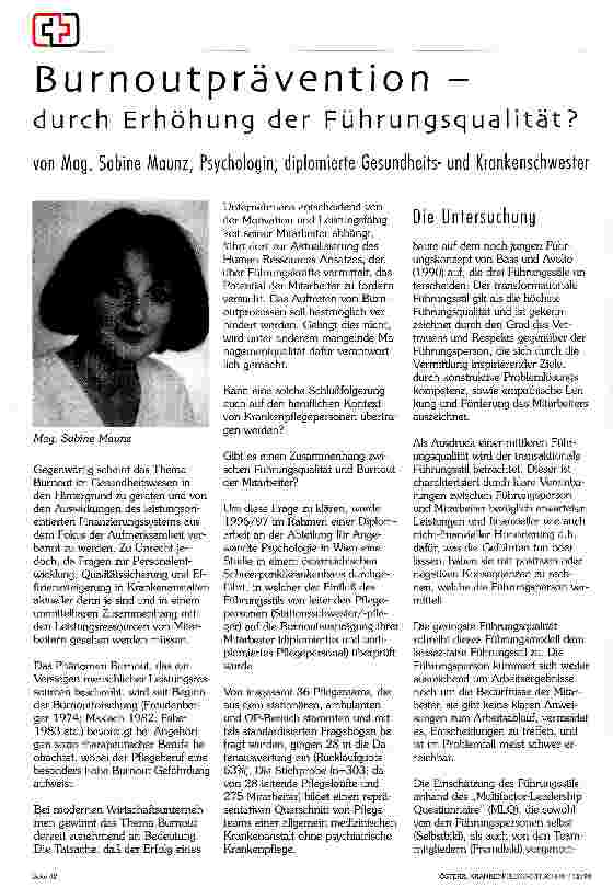 Vorschauseite 1: Burnoutprävention - durch Erhöhung der Führungsqualität