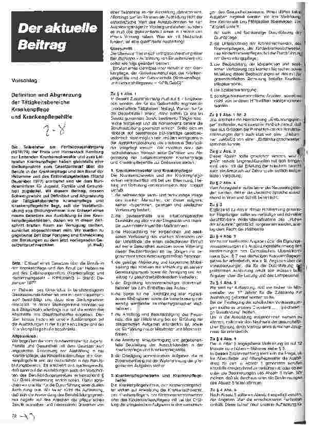 Vorschauseite 1: Definition und Abgrenzung der Tätigkeitsbereiche Krankenpflege und Krankenpflegehilfe