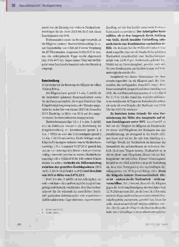 Vorschauseite 2: Nachtarbeitszuschlag für Dauernachtwache im Altenund Pflegeheim