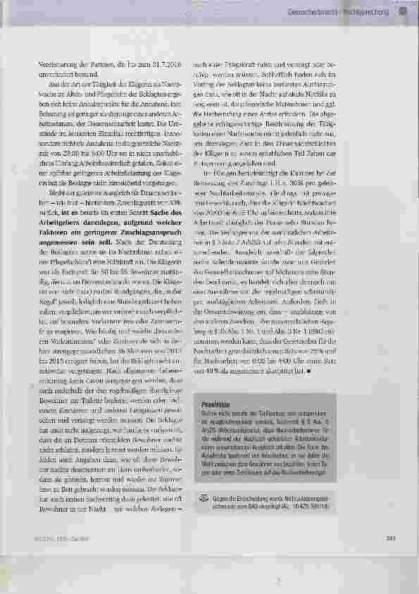 Vorschauseite 3: Nachtarbeitszuschlag für Dauernachtwache im Altenund Pflegeheim