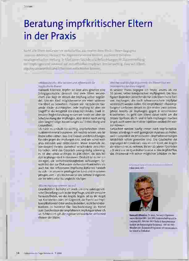 Vorschauseite 1: Beratung impfkritischer Eltern in der Praxis