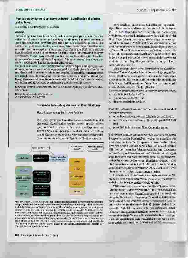 Vorschauseite 2: Vom Anfallssymptom zum Epilepsiesyndrom Klassifikation von Anfällen und Epilepsien