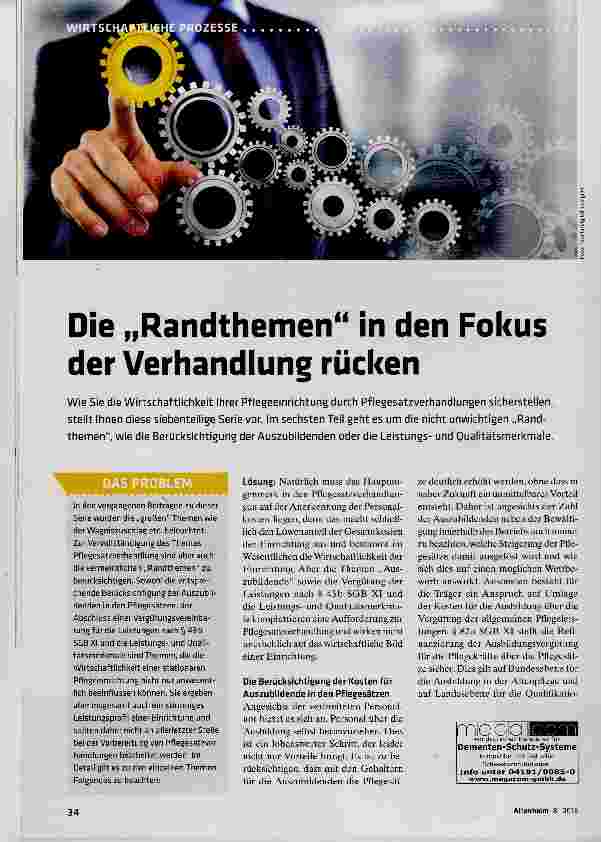 Vorschauseite 1: Die „Randthemen“ in den Fokus der Verhandiung rücken