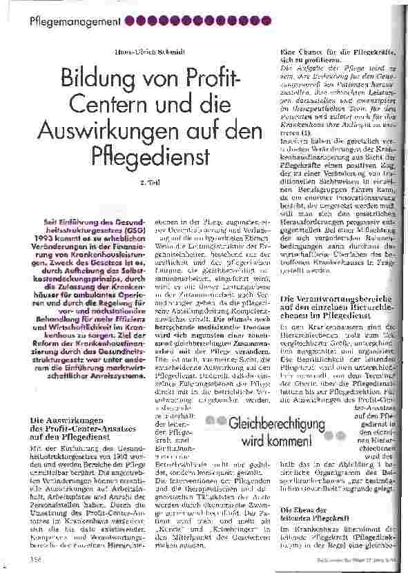 Vorschauseite 1: Bildung von Profit-Centern und die Auswirkungen auf den Pflegedienst