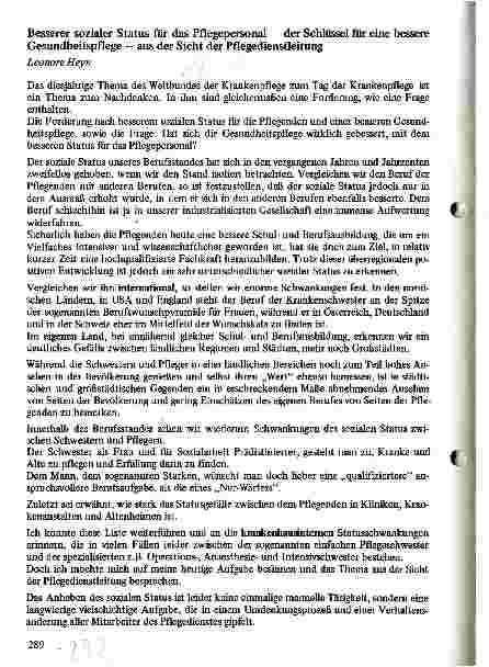 Vorschauseite 1: Besserer sozialer Status für das Pflegepersonal - der Schlüssel für eine bessere Gesundheitspflege (Sicht der Pflegedienstleitung)