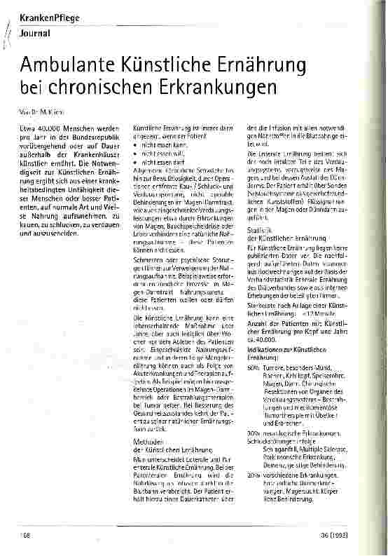 Vorschauseite 1: Ambulante Künstliche Ernährung bei chronischen Erkrankungen