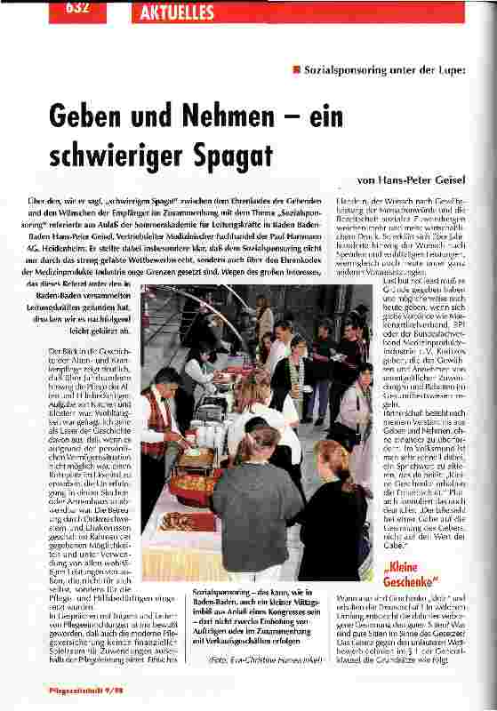 Vorschauseite 1: Geben und Nehmen - ein schwieriger Spagat Sozialsponsoring unter der Lupe
