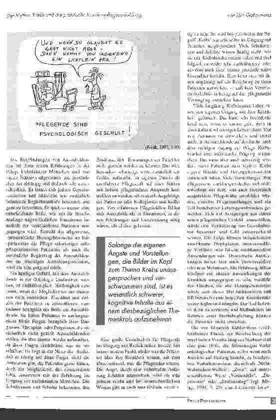 Vorschauseite 6: Der Mythos Krebs und die praktische Krankenpflegeausbildung
