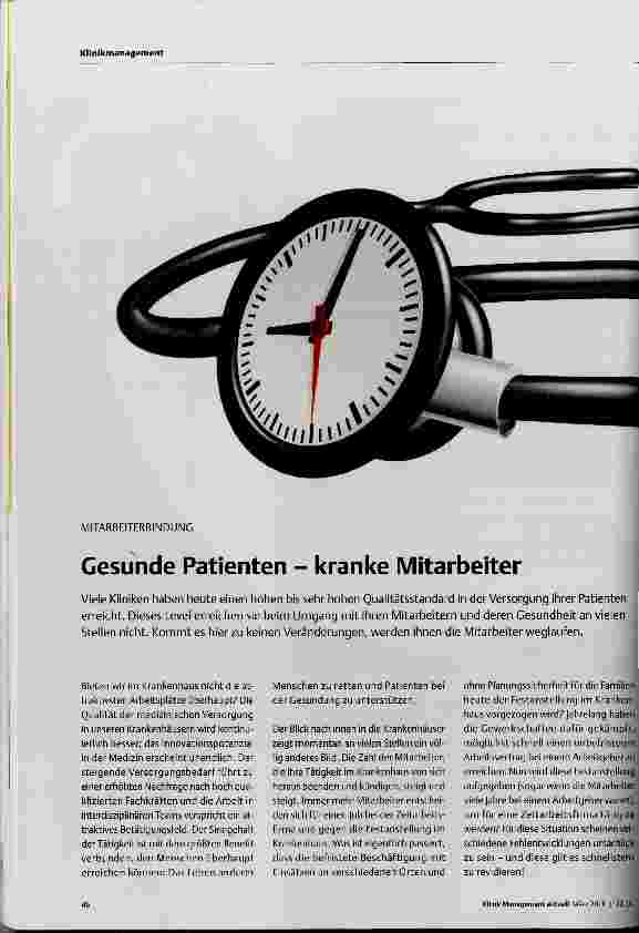 Vorschauseite 1: Gesunde Patienten kranke Mitarbeiter