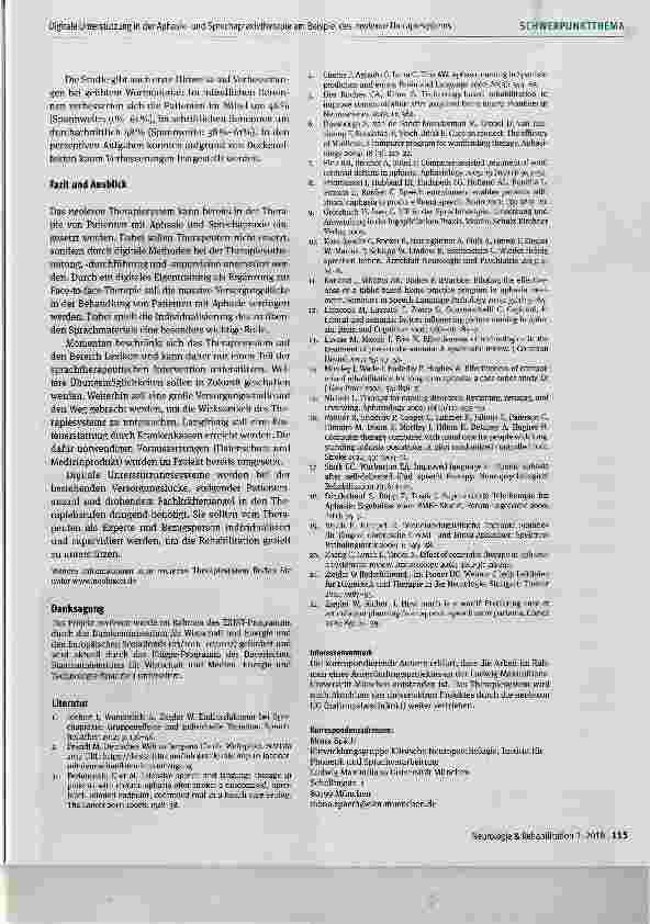 Vorschauseite 6: Digitale Unterstützung in der Aphasieund Sprechapraxietherapie am Beispiel des neolexon Therapiesystems