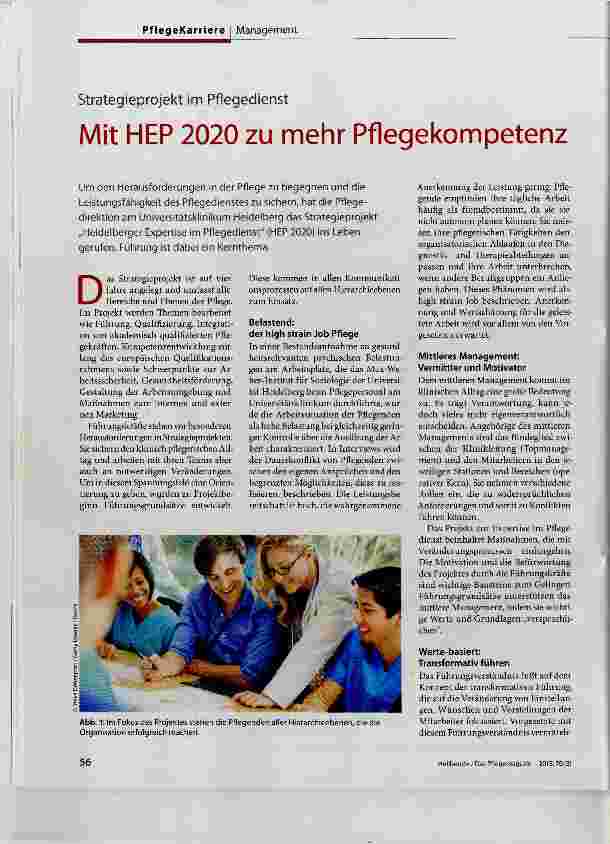 Vorschauseite 1: Mit HEP 2020 zu mehr Pflegekompetenz
