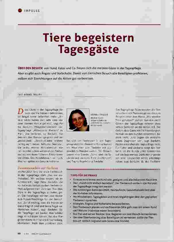 Vorschauseite 1: Tiere begeistern Tagesgäste