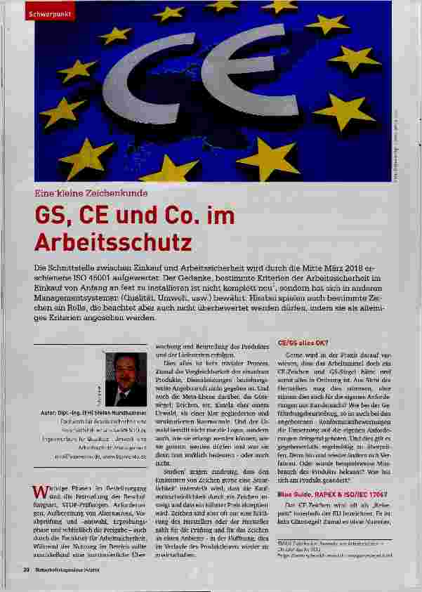 Vorschauseite 1: GSp CE und Co. im Arbeitsschutz