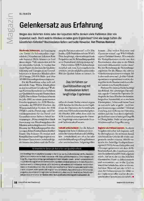 Vorschauseite 1: Gelenkersatz aus Erfahrung