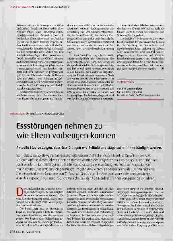 Vorschauseite 1: Essstörungen nehmen zu wie Eltern verbeugen können