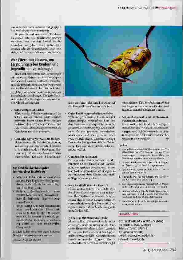 Vorschauseite 2: Essstörungen nehmen zu wie Eltern verbeugen können