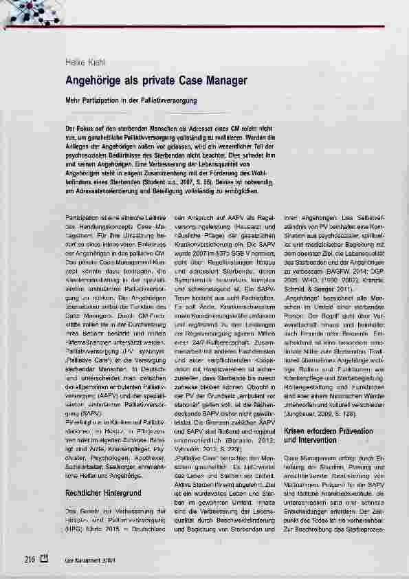 Vorschauseite 1: Angehörige als private Case Manager