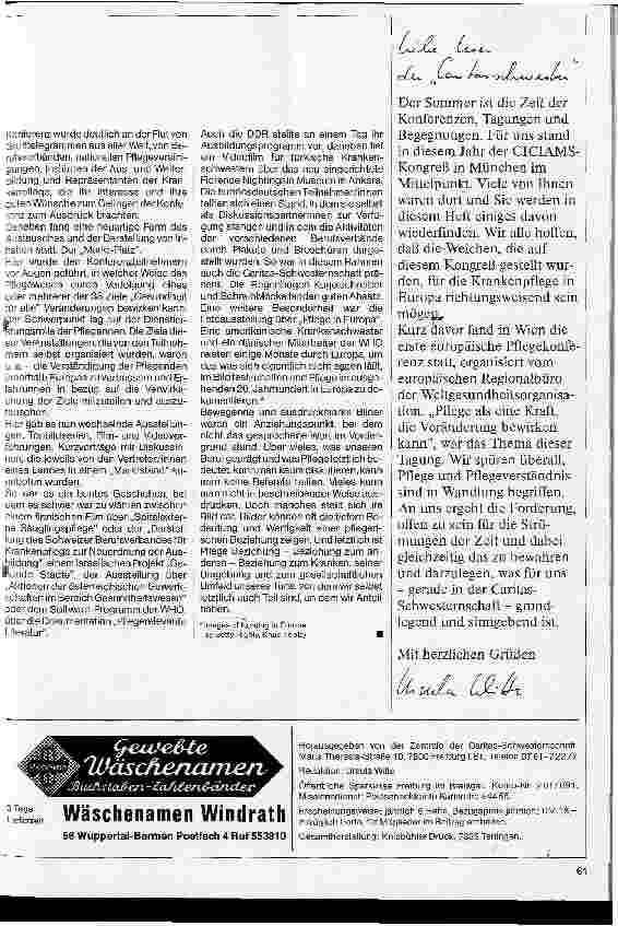 Vorschauseite 3: Das war ein Tag zum Feiern / Bericht über die Krankenpflegekonferenz der WHO in Wien ///