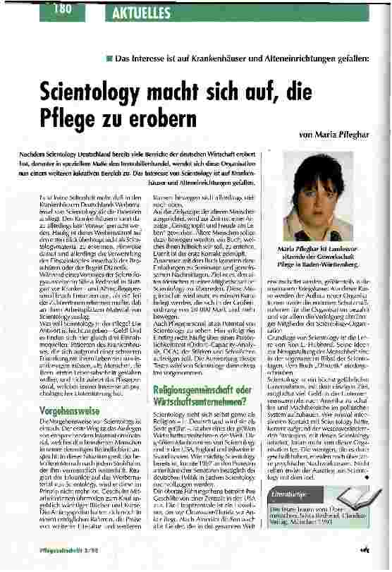 Vorschauseite 1: Das Interesse ist auf Krankenhäuser und Alteneinrichtungen gefallen: Scientology macht sich auf, die Pflege zu erobern